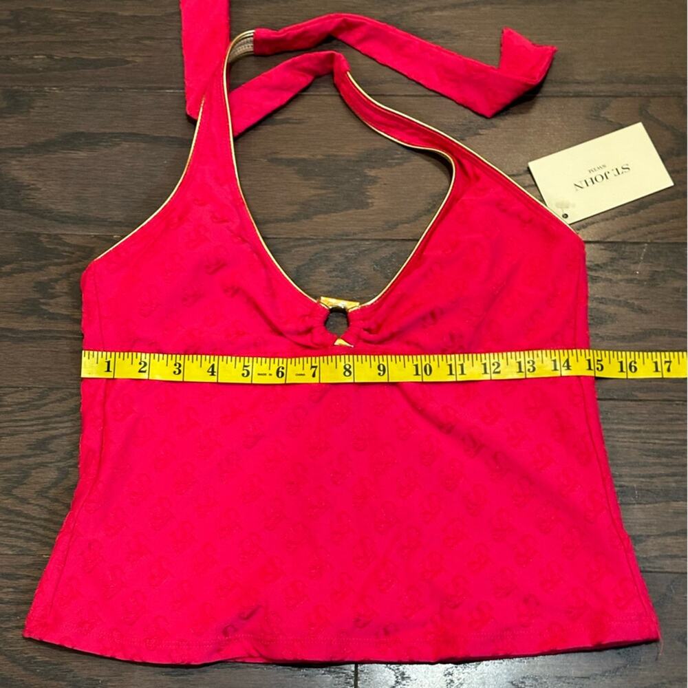 ST. JOHN Swim Monogrammed Hot Pink Halter Tankini Top Size 10 NWT - Picture 8 of 9